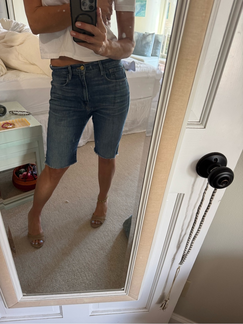 Frame Denim Medium Blue Denim Bermuda Shorts